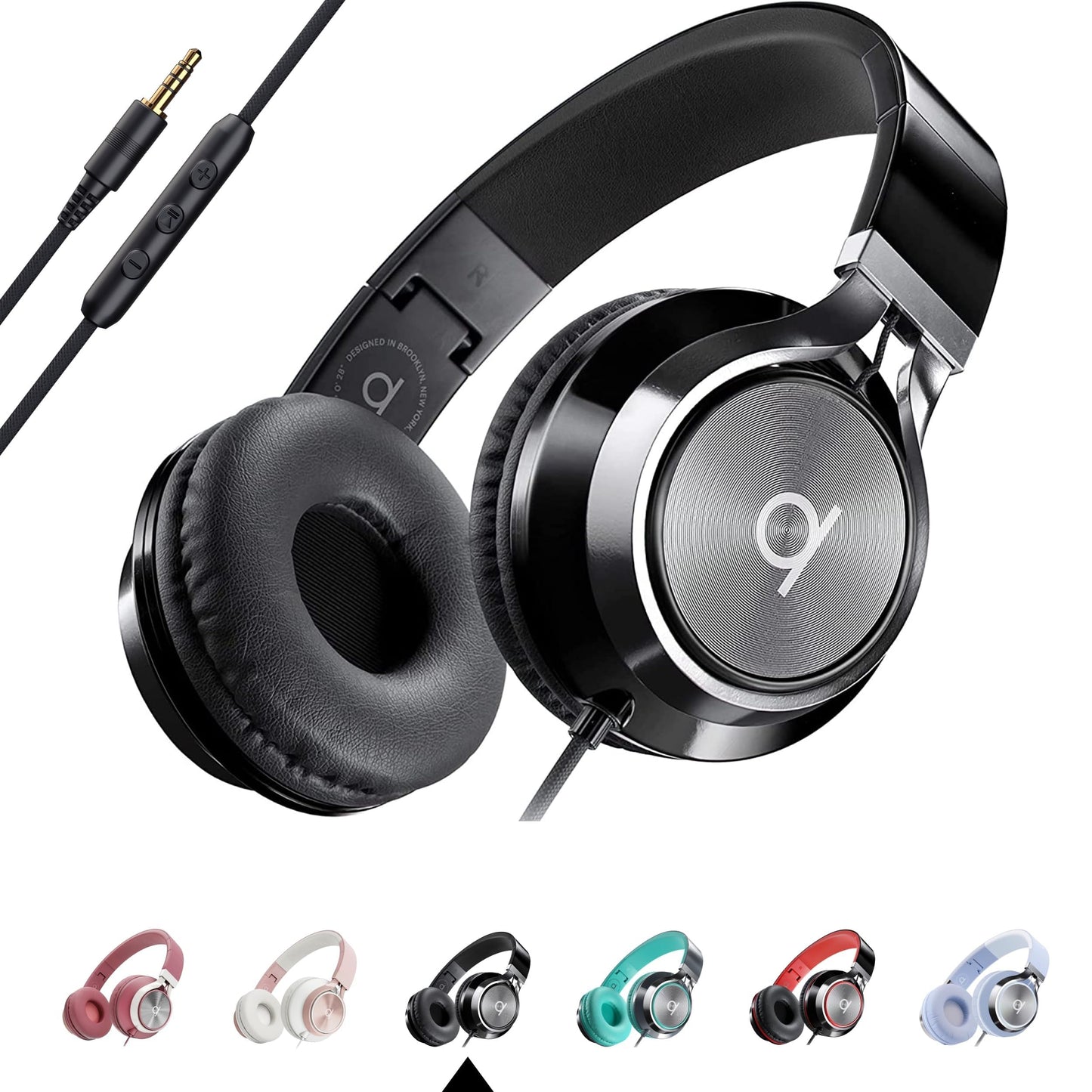 ARTIX CL750 Wired Headphones with Mic - Noise Isolating On-Ear Headphones for Computer and Laptop Wired, Plug in Corded Headphone with Wire (Foldable