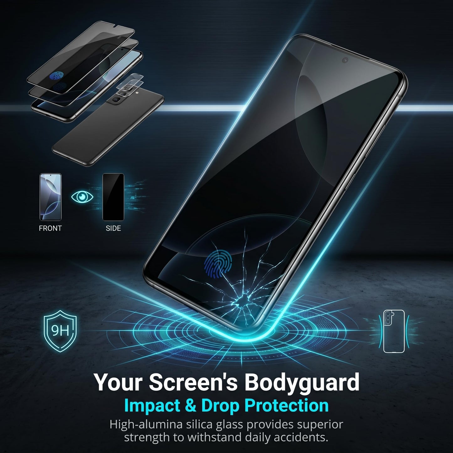 3+2 Pack Galaxy S25 Screen Protector and Camera Lens Protectors, 9H Hardness, 3D Full Coverage, Ultrasonic Fingerprint Compatible, Anti Bubble Easy