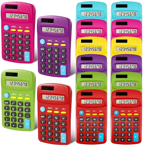 Enjamyo 12 Pieces Pocket Calculators,Pocket Mini Calculators,8 Digit Display Basic Calculator,Solar Battery Dual Power Function Calculator