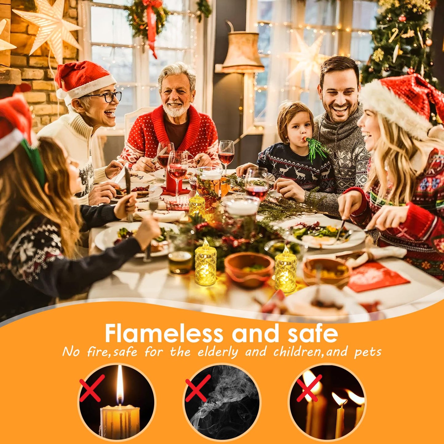 Aloelcap 24pcs Flameless Candle Battery Operatted,Crystal LED Fake Tealight,100+Hours Fake Electeic LED Tea Lights for Votive,Centerpiece Table