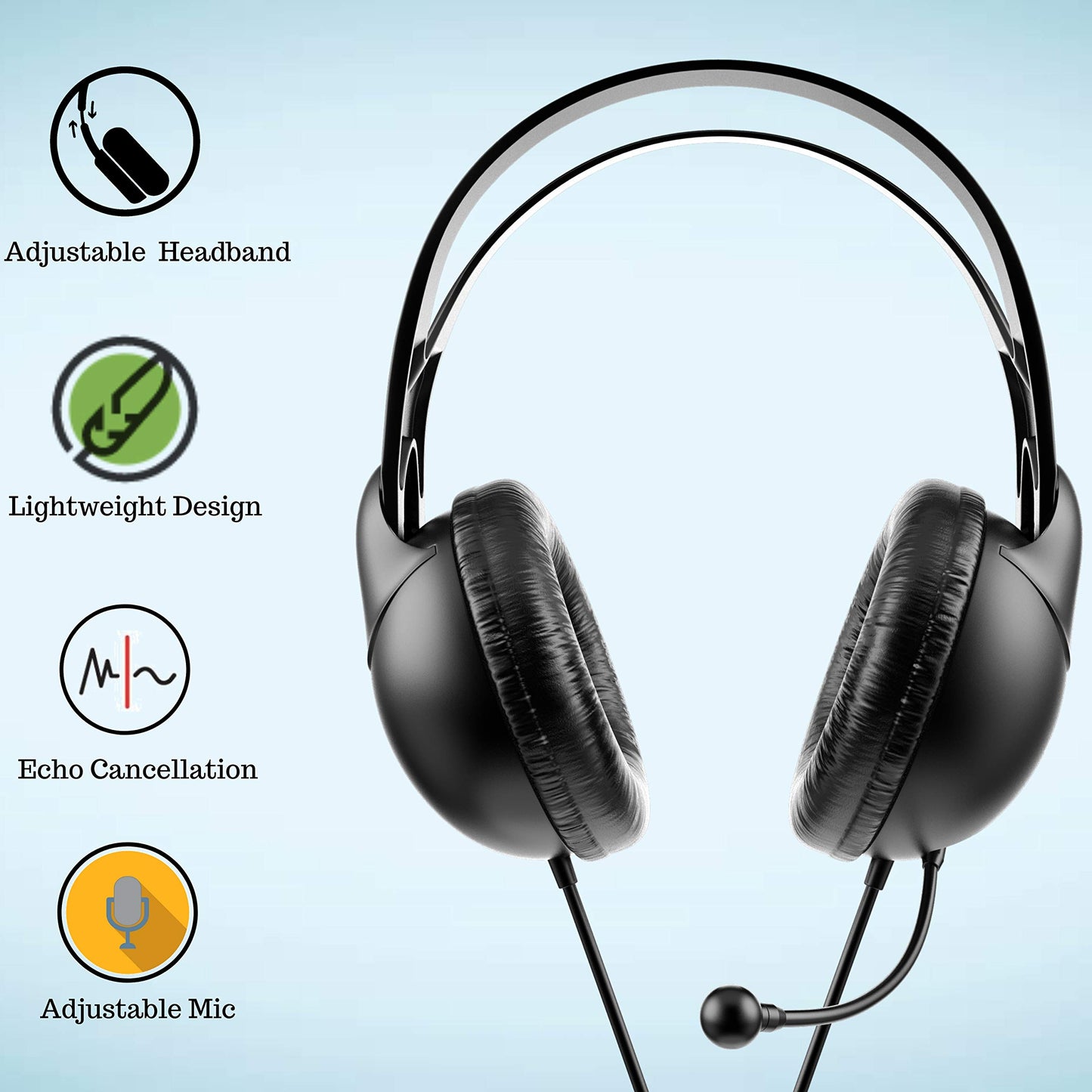 Philips Computer Headset with Microphone for Laptop, Zoom, Skype - 3.5 MM Lightweight Computer Headphones with Echo Cancelling Mic for Home Office…