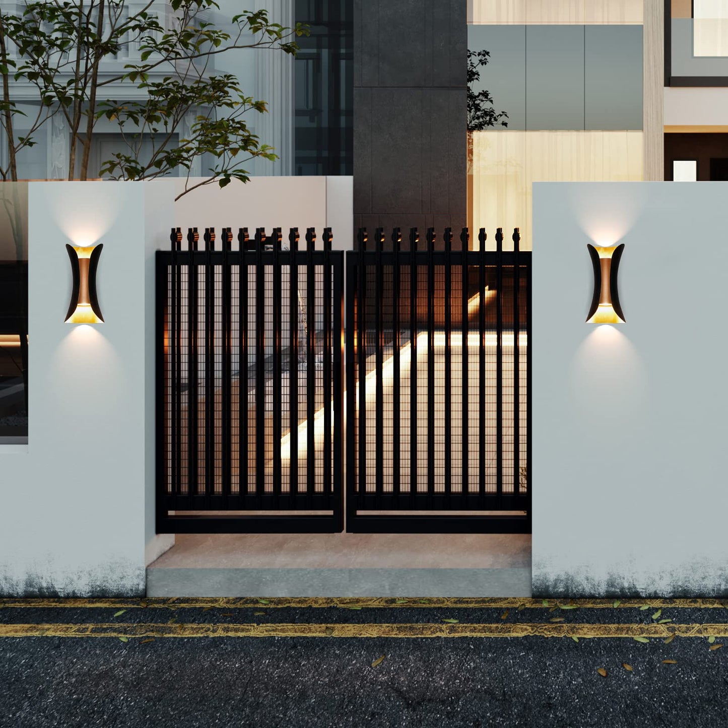 SOKHNA Modern LED Outdoor Waterproof Wall Lamp 14W 3000K,Outdoor Porch Wall LampWaterproof Exterior Lights Fixture Suitable