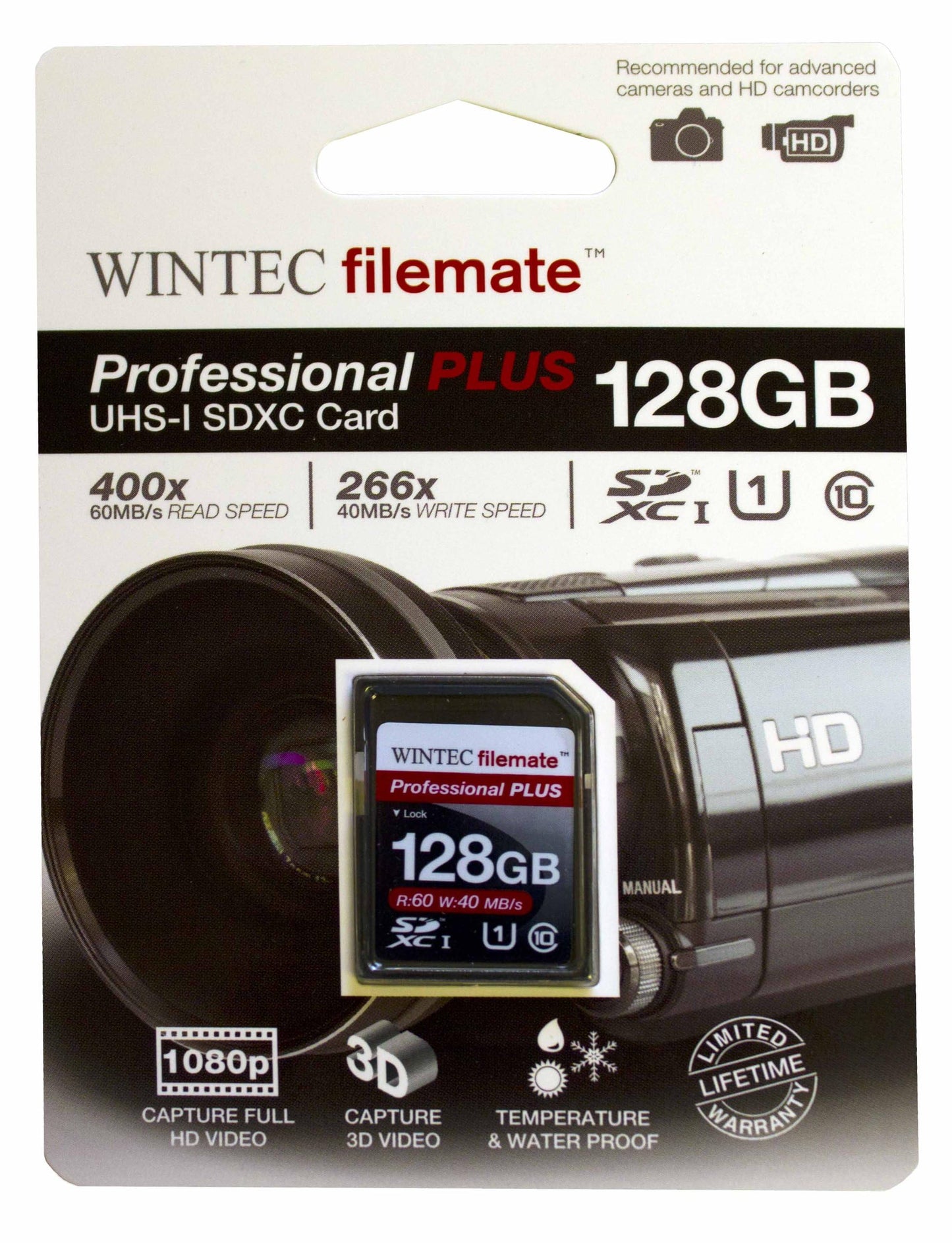 Filemate Wintec Filemate Professional Plus 128GB UHS-I U1 SDXC C10 Card (3FMSD128GU1PI-R)