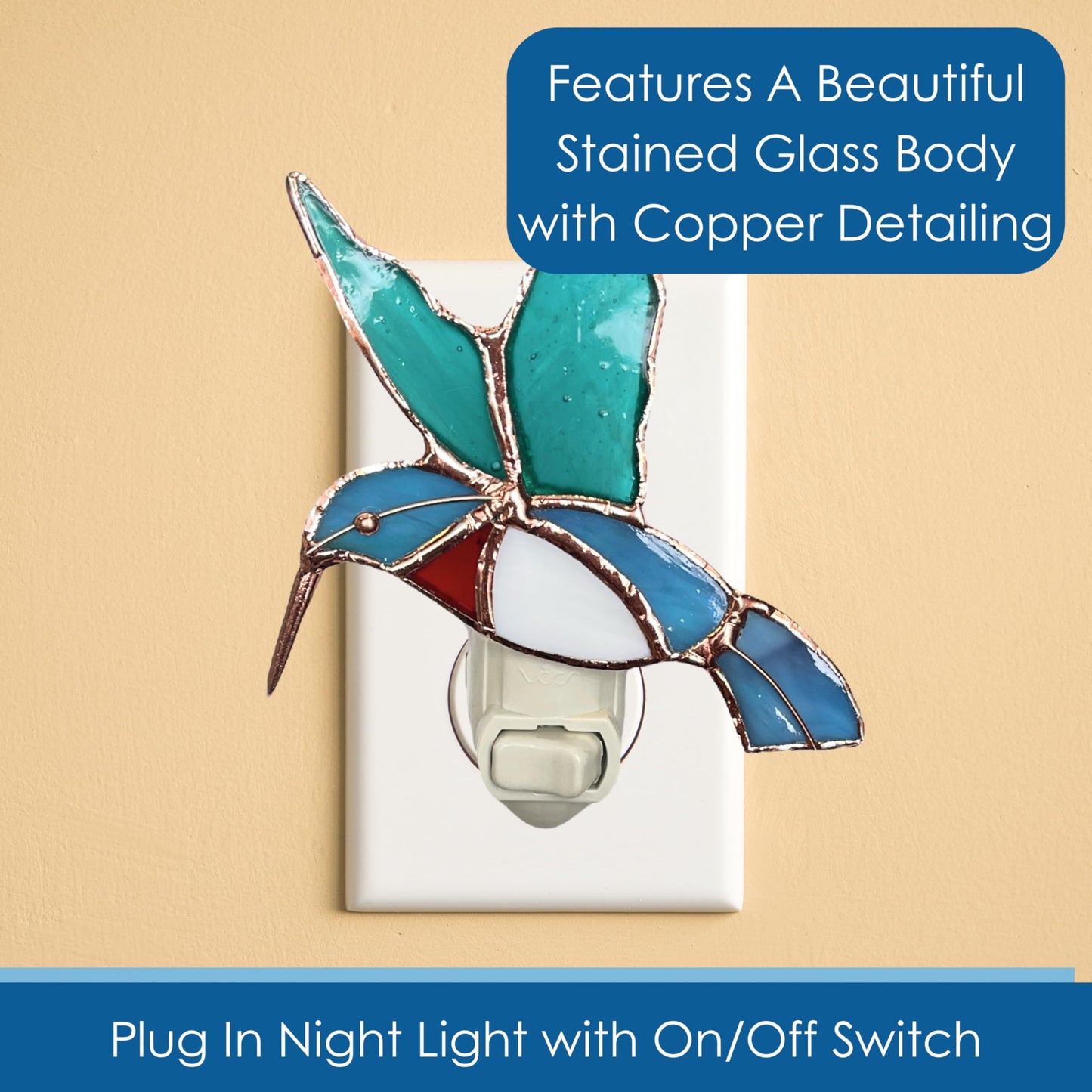 Gift Essentials Hummingbird Plug-in Night Light - Stained Glass Nightlight