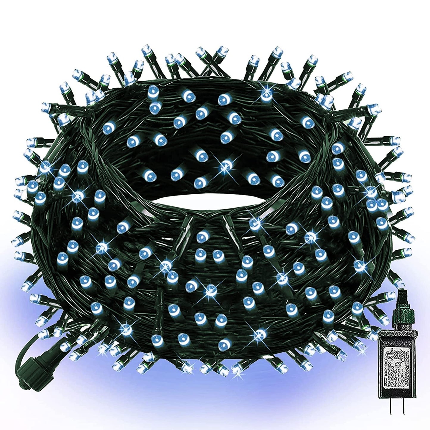 Dazzle Bright 300 LED Christmas String Lights, 100 FT Connectable Waterproof String Lights Green Wire with 8 Modes, Christmas Decorations for Indoor