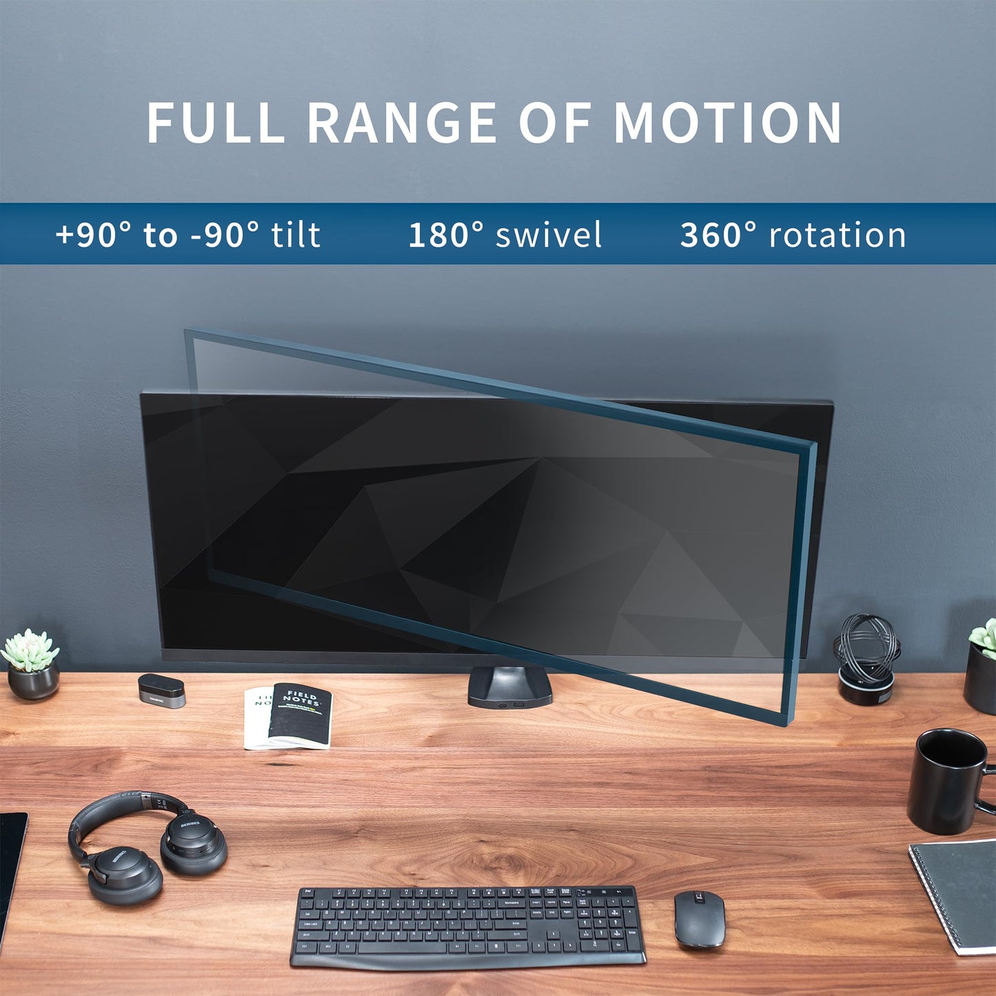 VIVO Premium Aluminum Heavy Duty Single Monitor Arm for Ultrawide Monitor up to 40 inches and 24 lbs, Desk Mount Stand, Pneumatic Height, Max VESA