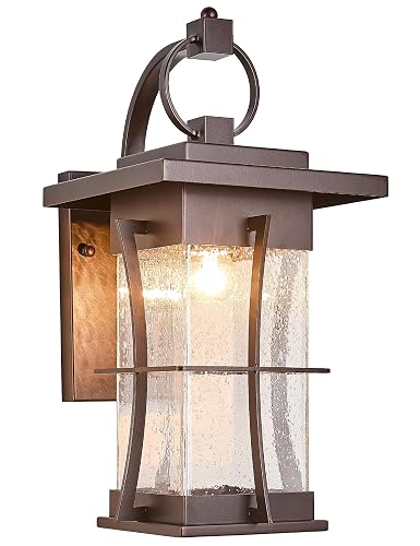 EERU 18" H Extra Large Porch Sconce Oil Rubbed Bronze Large Exterior Wall Lantern Deep Brown Outside House Lamps Waterproof Mission Outdoor Lighting
