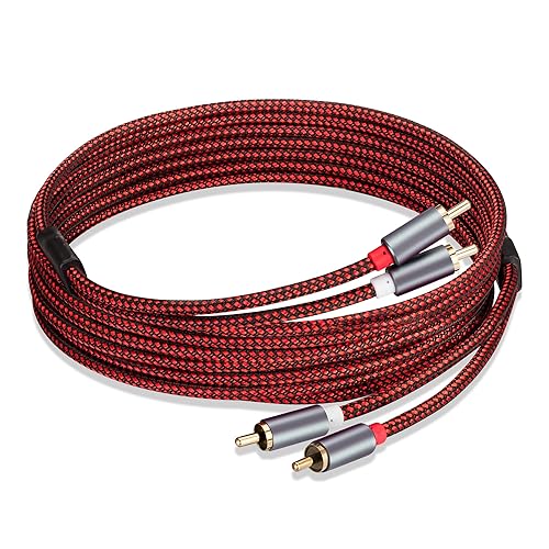 GESSEOR RCA Cable 15 ft RCA Cables, Hi-Fi Sound, Nylon Braided, Shielded RCA Audio Cable for Home Theater, HDTV, Amplifiers, Speakers
