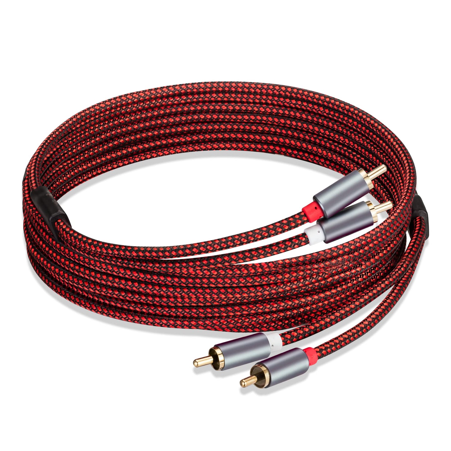 GESSEOR RCA Cable 15 ft RCA Cables, Hi-Fi Sound, Nylon Braided, Shielded RCA Audio Cable for Home Theater, HDTV, Amplifiers, Speakers