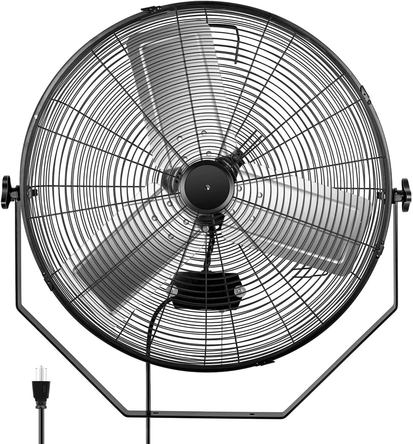 Simple Deluxe 24 Inch Industrial Wall Mount Fan, Max 7600 CFM 3 Speed Commercial Ventilation Metal Fan for Warehouse, Greenhouse, Workshop, Patio