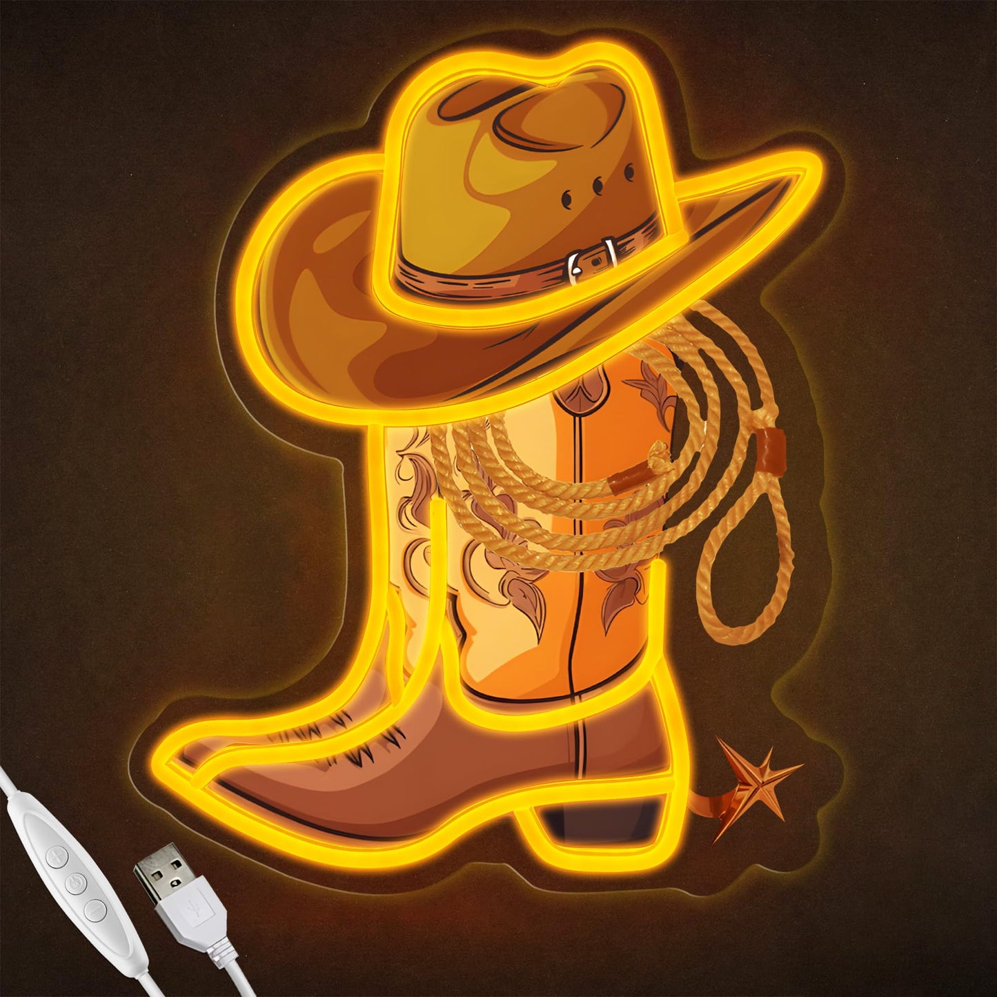 Cowboy Boot with Hat Lasso Neon Signs for Wall Decor, Led Pink Cowgirl Boot Neon Sign, Aesthetic Western Wall Art, Cowboy LED Sign for Room Bedroom