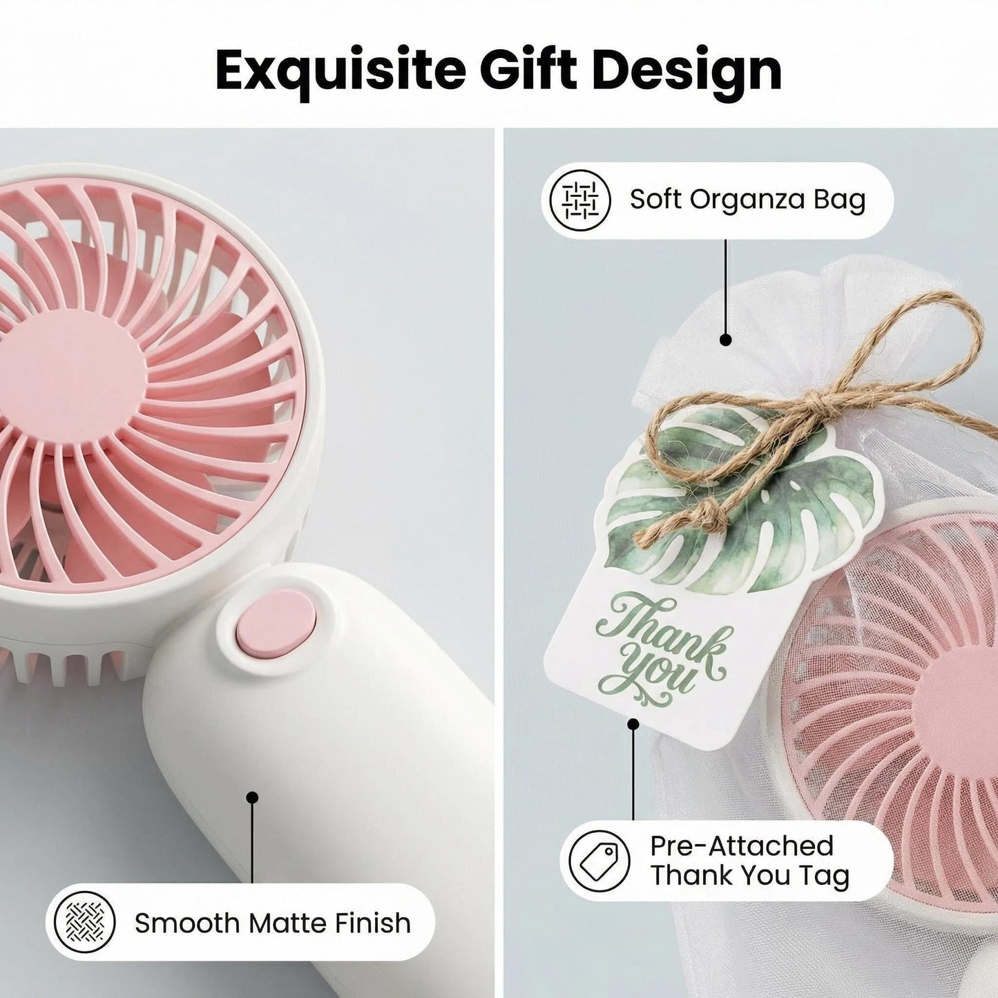 Ignifluence 30 Pcs Mini Handheld Fan Bulk for Wedding Guests, Small Portable Hand Fan with Lanyard, Leaf Design Wedding Favor Fans for Summer Outdoor