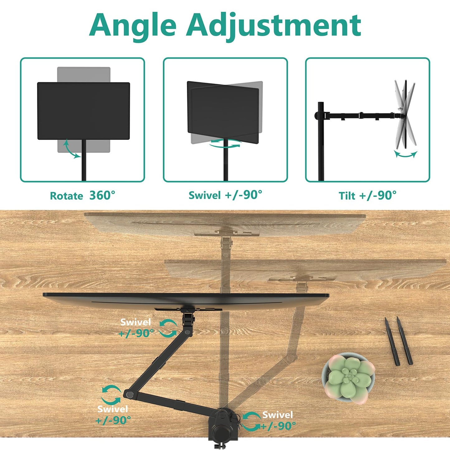 WALI Monitor Arm Mount for Desk, Single Extra Tall Computer Desk Mount, Monitor Bracket Mount Stand Single, up to 32 inch, 22 lbs (M001XL), Black