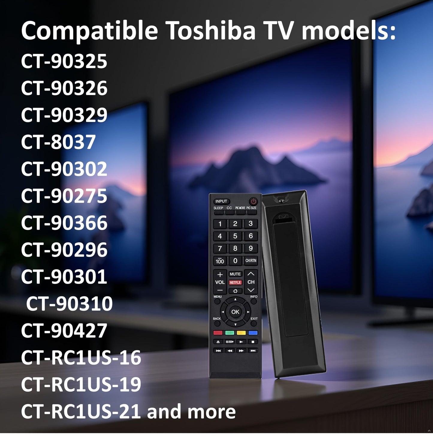 Universal Remote Control Replacement for Toshiba TV Remote for All Toshiba TV LCD LED HDTV Smart TVs Remote