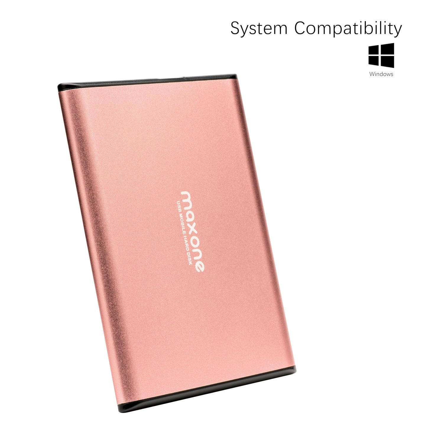Maxone 500GB Ultra Slim Portable External Hard Drive HDD USB 3.0 Compatible with PC, Laptop - Rose Pink