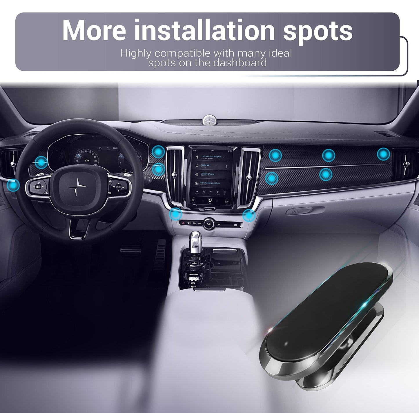 TT&C 2-Pack Magnetic Phone Mount for Car Dashboard - Super Strong N52 Cell Phone Holder (High-Bond Adhesive) - Compatible with Samsung Galaxy S25 S24