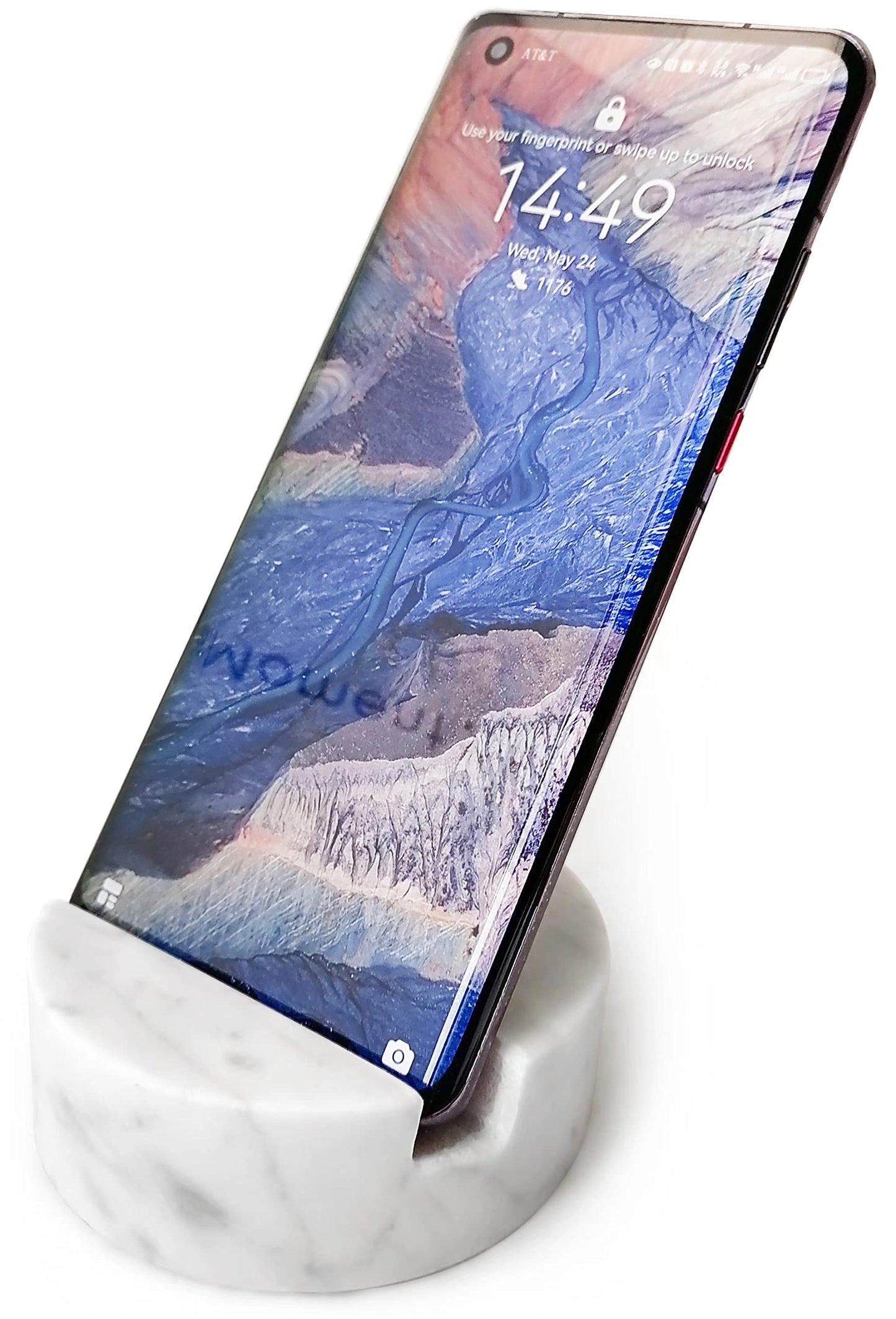 fashciaga Luxurious Marble Cell Phone Stand Holder for Cellphone Tablet On Desk, Countertop, Table, Nightstand. Heavy Real Stone Mobile Phone Stands