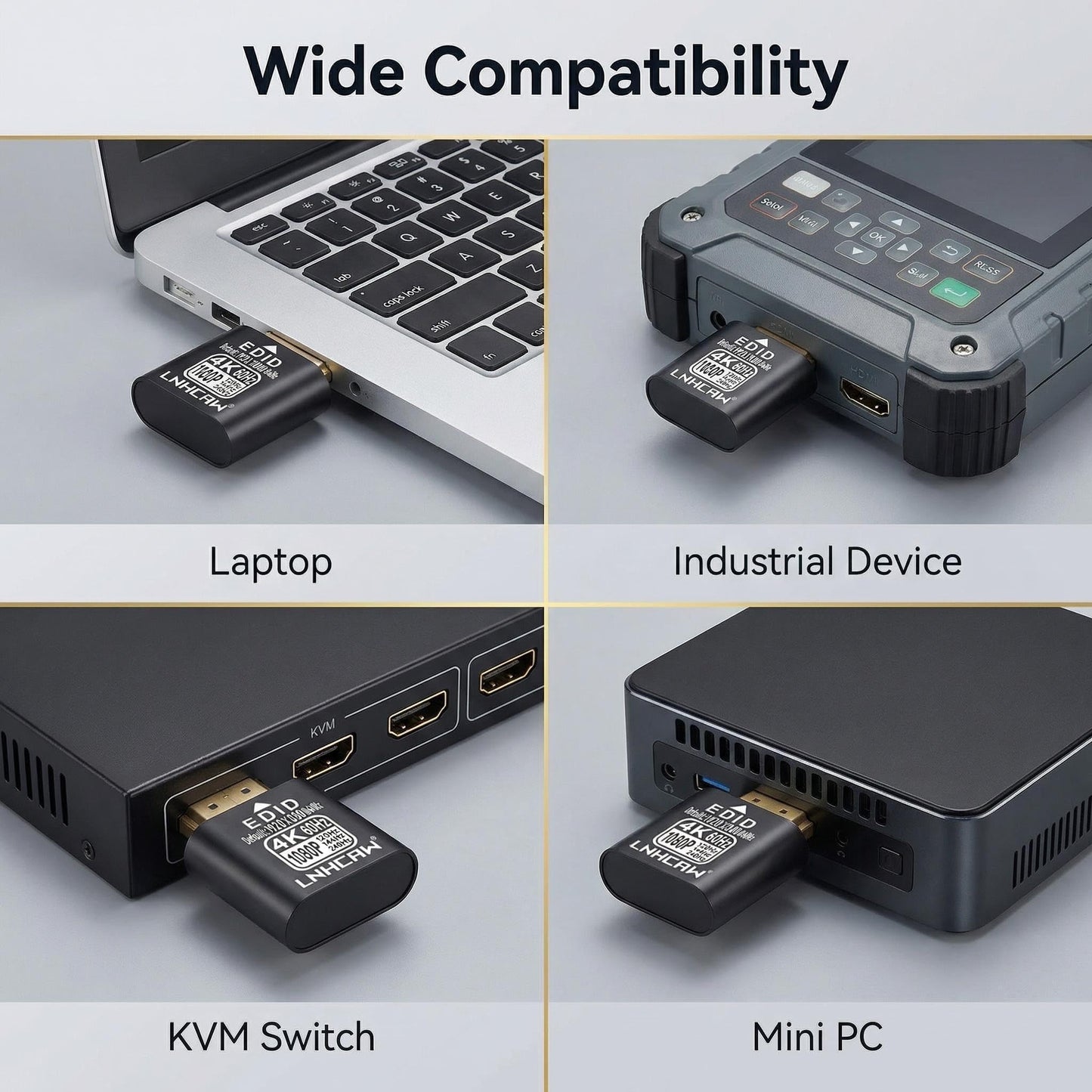 LNHCAW HDMI Dummy Plug 4K HDR 4K@60Hz 2K@120/144Hz 1080P@120/144/240Hz, Virtual Monitor Emulator, EDID Emulator, HDMI Headless Adapter for Remote PC