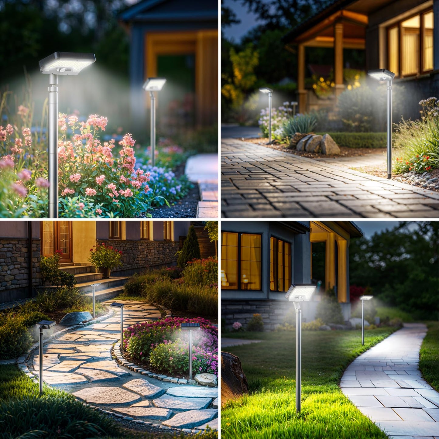 Tryme Solar Motion Lights Outdoor Waterproof 92 LEDs Bright Pathway Lights with Adjustable Angle & 3 Modes for Walkway, Driveway, Sidewalk, Garden