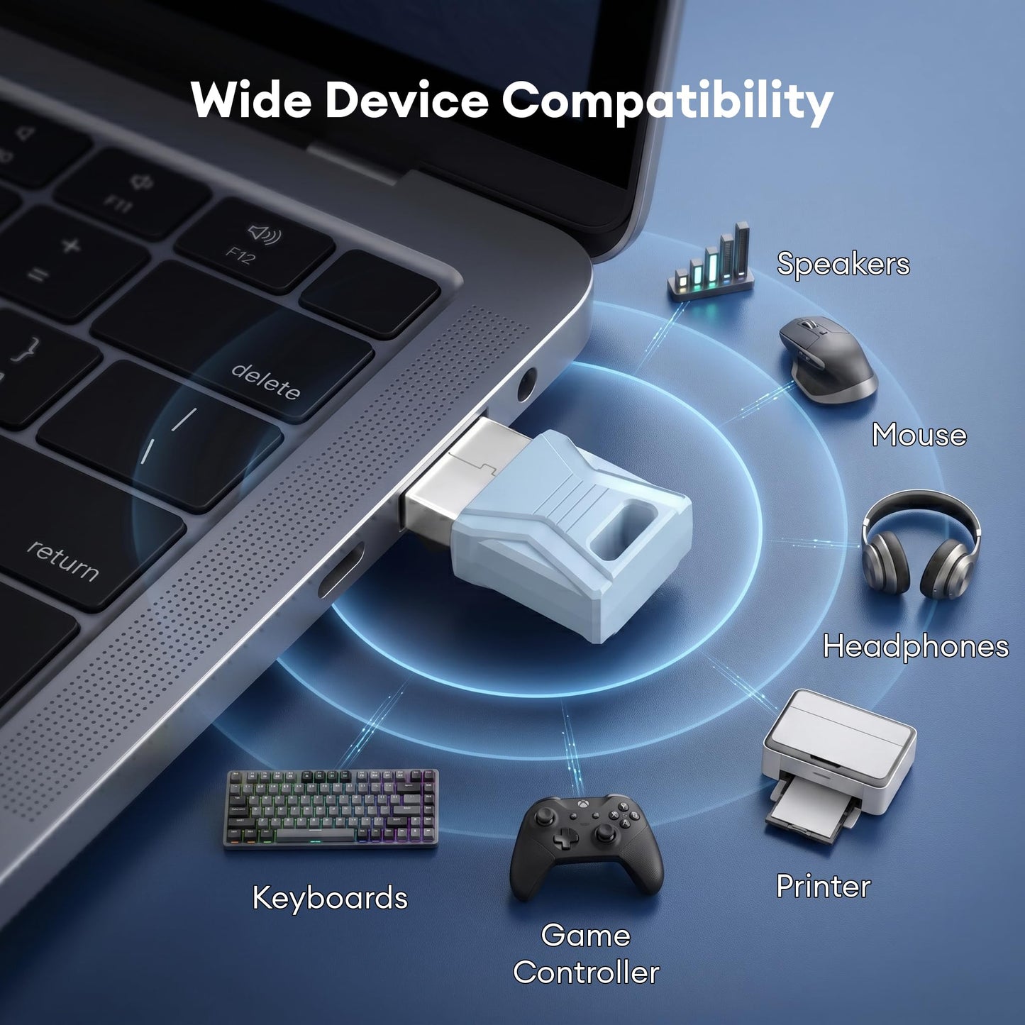 Molltto Blue USB Bluetooth Adapter for PC, Bluetooth 5.3 USB Dongle