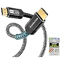 BlueRigger 10K 8K Certified HDMI 2.1 Cable 48Gbps (15FT, 8K 60Hz, 4K 120Hz, eARC, HDR10 VRR HDCP 2.3) Certified Ultra High Speed HDMI Cable Braided