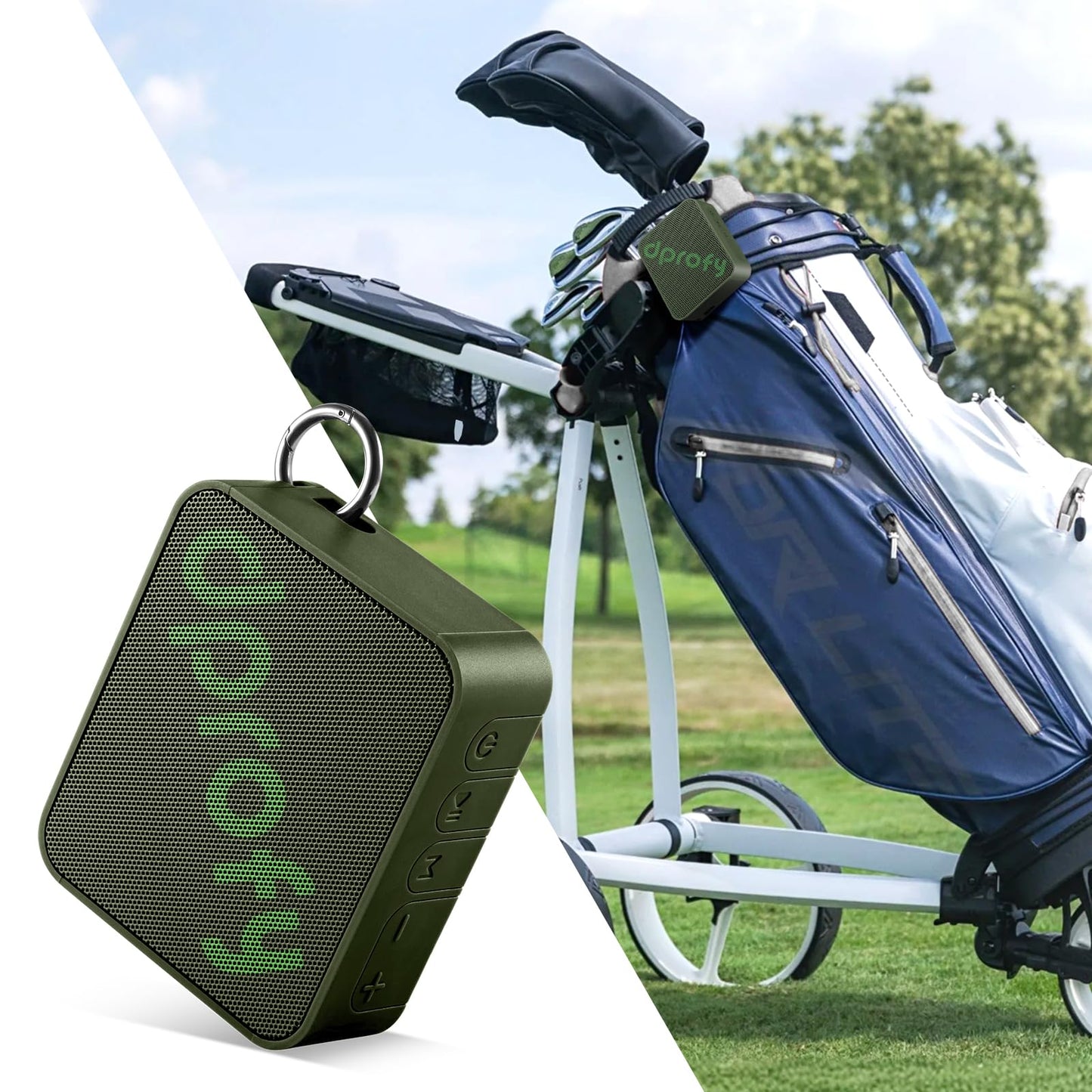 Dprofy Magnetic Golf Speaker, Golf Cart Speakers, IPX6 Waterproof, TWS Pairing, BT 5.4, 24H Playtime, TF Card Input, Portable Wireless Speaker Also