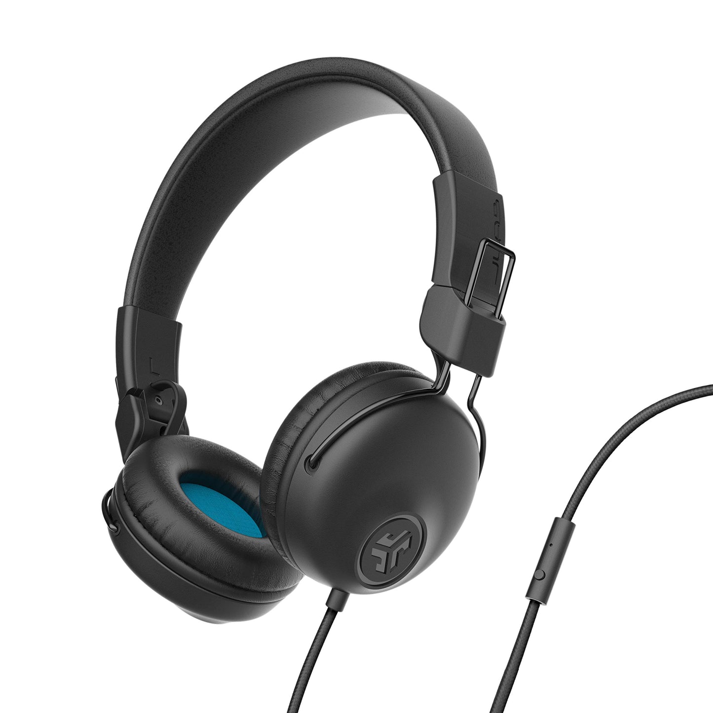 JLab Studio on-Ear Headphones with 40mm Drivers, Tangle-Free Braided Cord, Foldable, Black