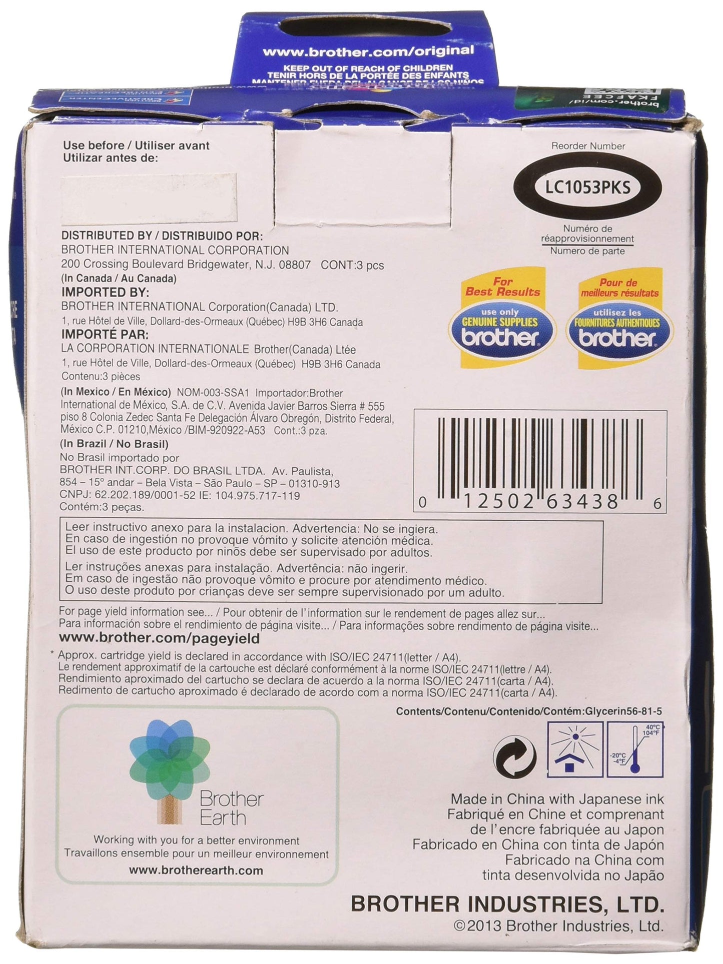 Brother International LC1053PKS 3 Pack LC105C M Y