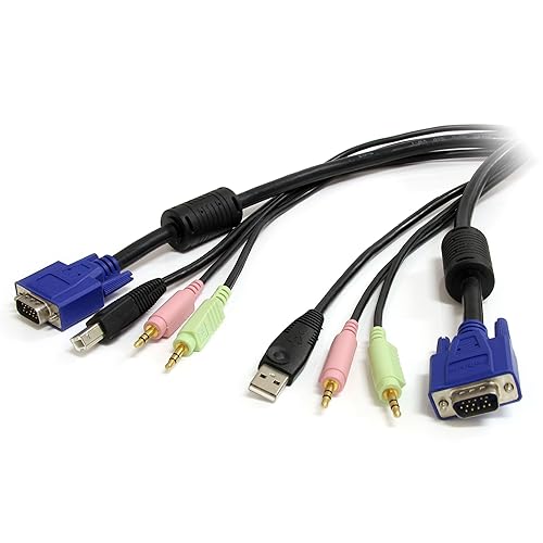 StarTech.com 10 ft 4-in-1 USB VGA KVM Cable with Audio and Microphone - VGA KVM Cable - USB KVM Cable - KVM Switch Cable (USBVGA4N1A10), Black