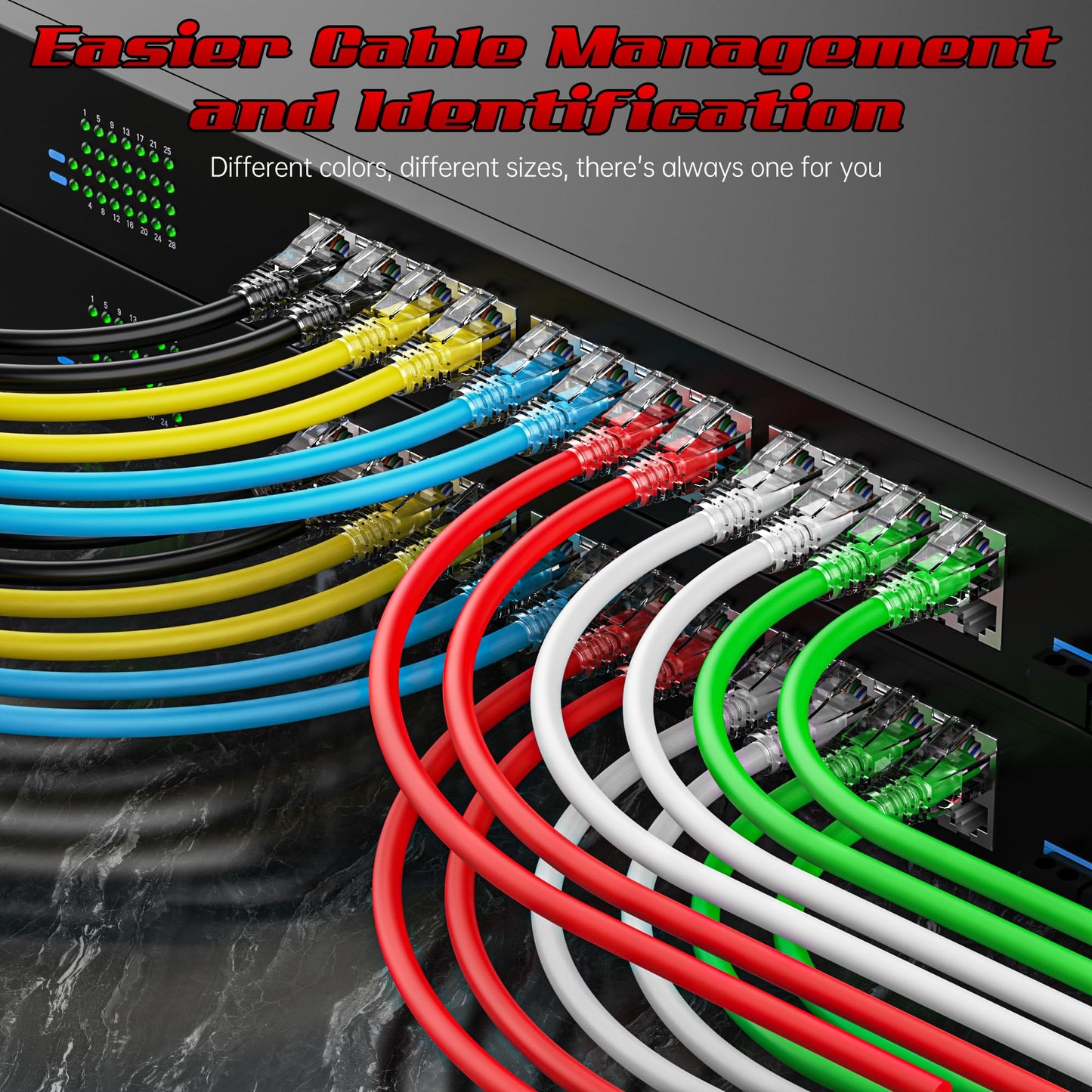 0.5 Foot Cat6 Patch Cables(12 Pack), Solid Pure Copper Patch Cord, Cat 6 Ethernet Cable, UTP Network, High Speed RJ45 Internet Cables, Compatible