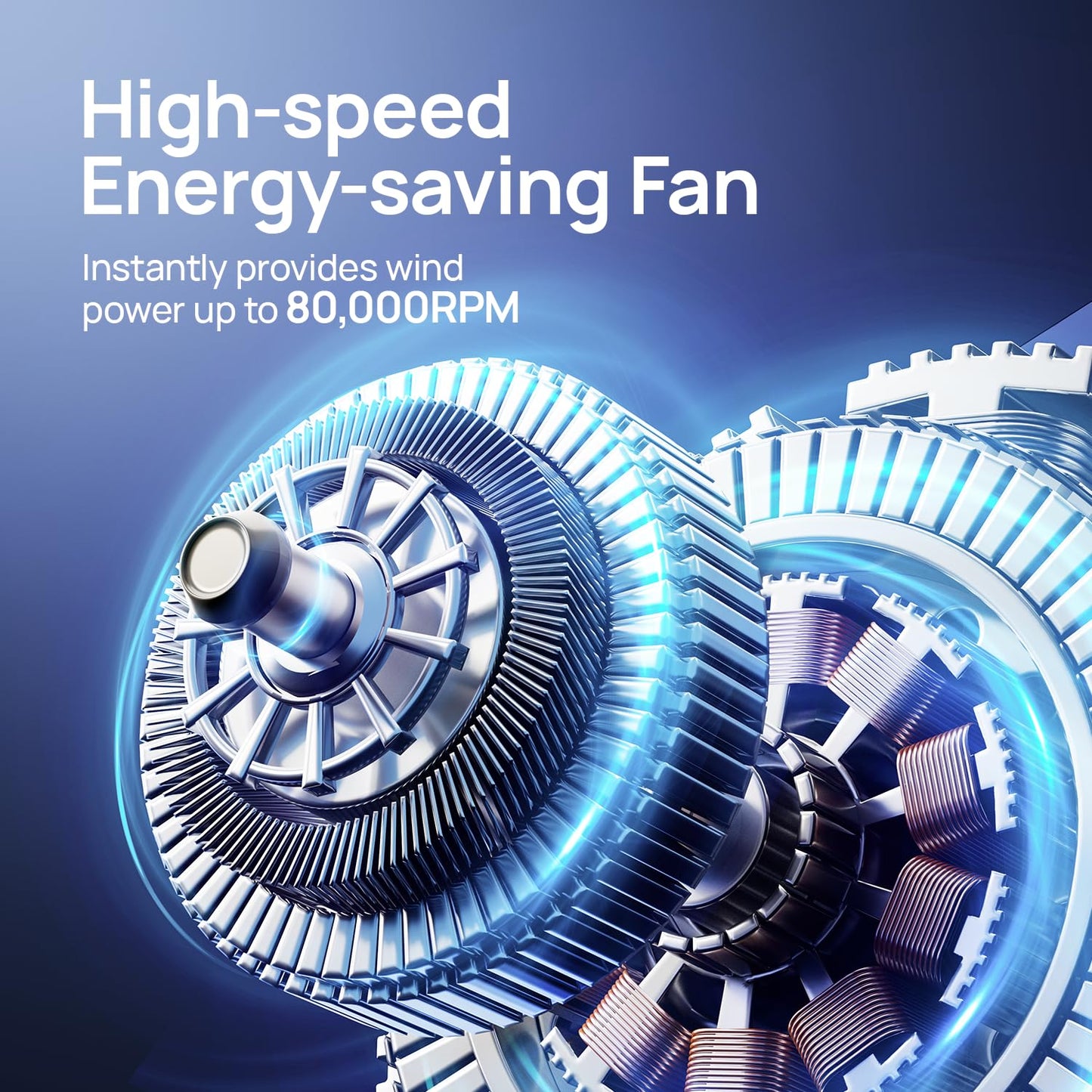 JZ.CAFE Portable Handheld Turbo Fan - 199 Speed Adjustable Mini Personal High Power Fan with 8000mAh Rechargeable Battery & LED Display for Travel