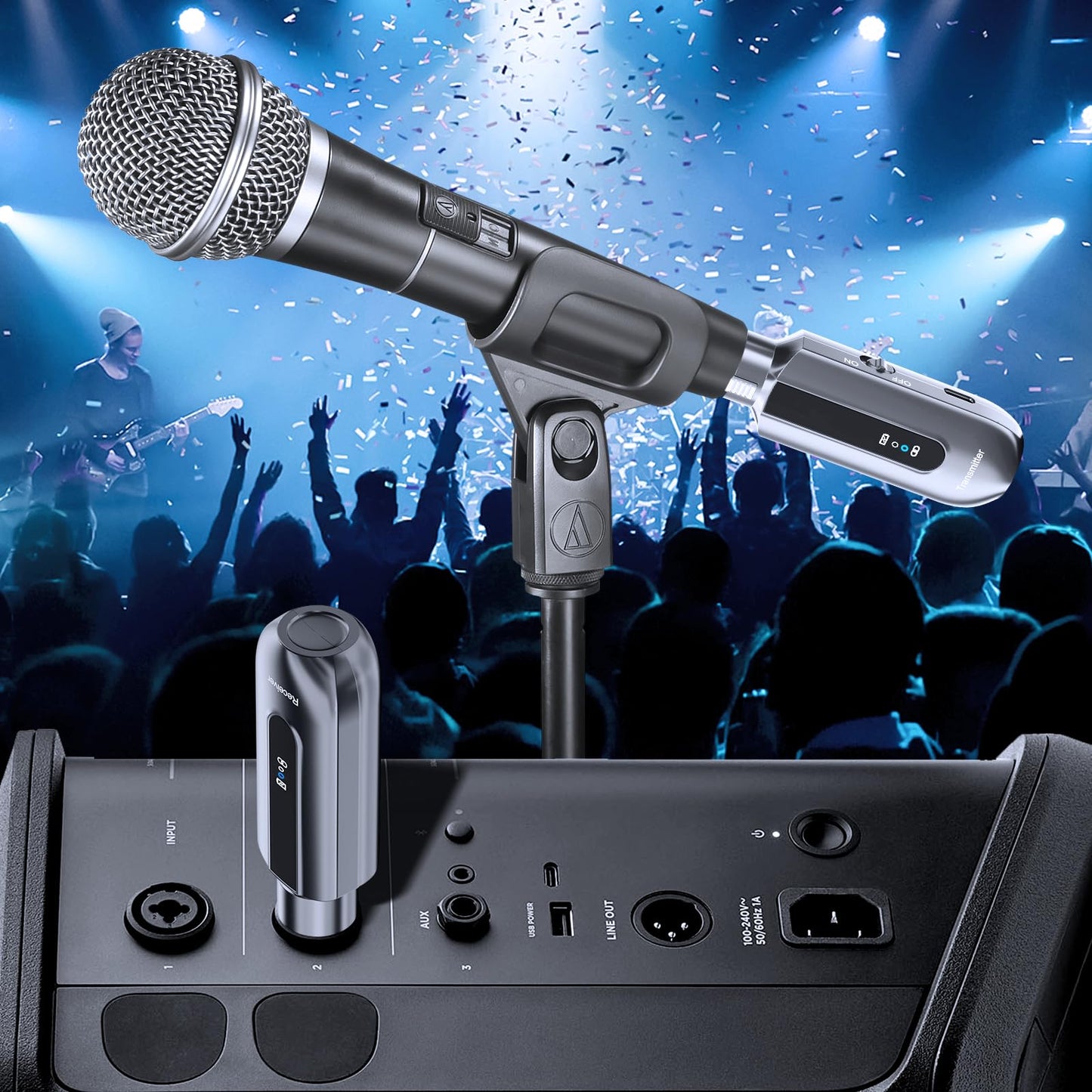 Wireless Transmission System, 2.4GHz Wireless Transmitter Receiver, XLR Wireless Transmitter for Dynamic Condenser Microphone, for Audio Mixer and PA