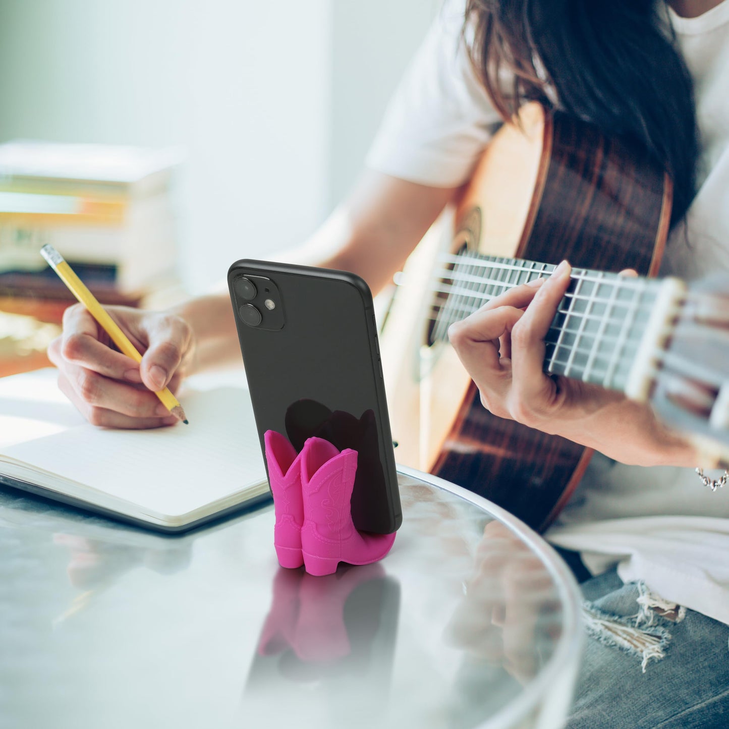 Genuine Fred Giddy UP Phone Stand, Pink, Cowboy Boot Tech Accessory, Fits Most Mobile Smartphones, Grippy Silicone, Fun Cowboy Boot Details