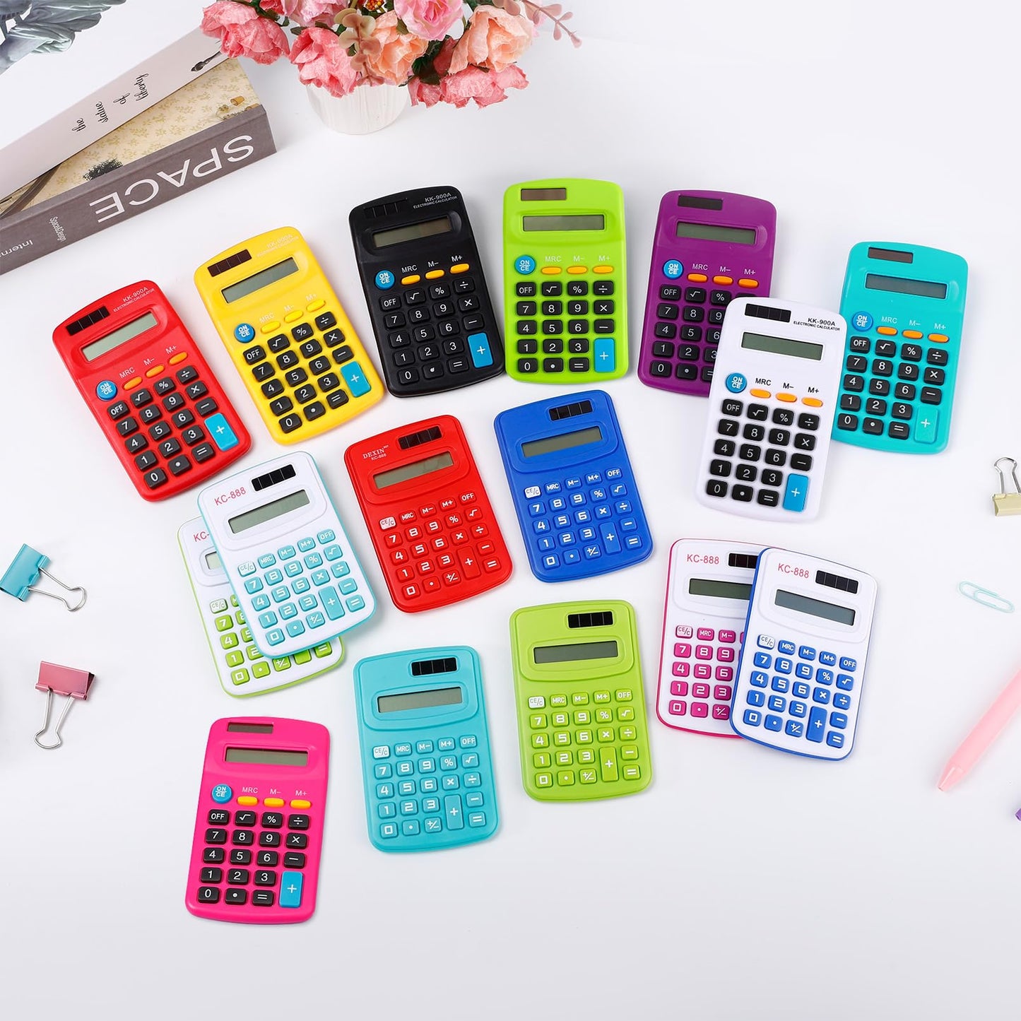 CACASO 48 Pcs Pocket Calculator,Pocket Size Basic Calculators,8 Digit Display Solar Battery Dual Power Desktop Calculators,Mini Calculator