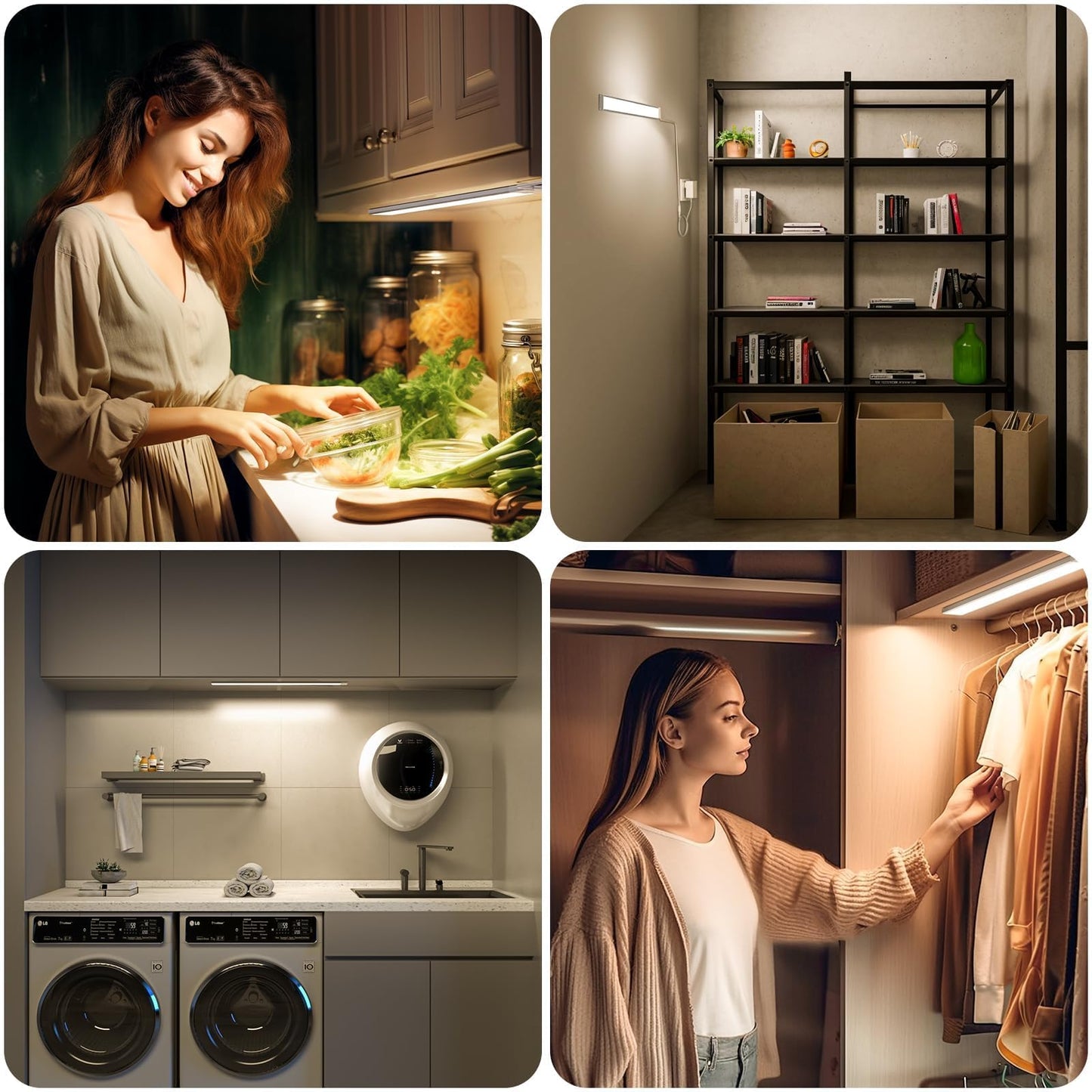 MYPLUS 16" Under Cabinet Lights, 5 Color Temps Under Counter Lights with Dimmable 370Lumens,63 LEDs,8W,Ultra Thin LED Light Bar Plug-in for Kitchen