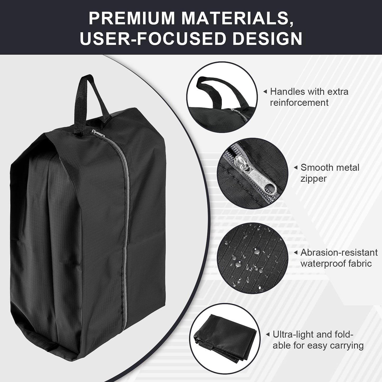 4-Pack Travel Shoe Bags – Durable, Reusable, Waterproof Storage with Smooth Zipper, Portable Packing Essentials for Travel