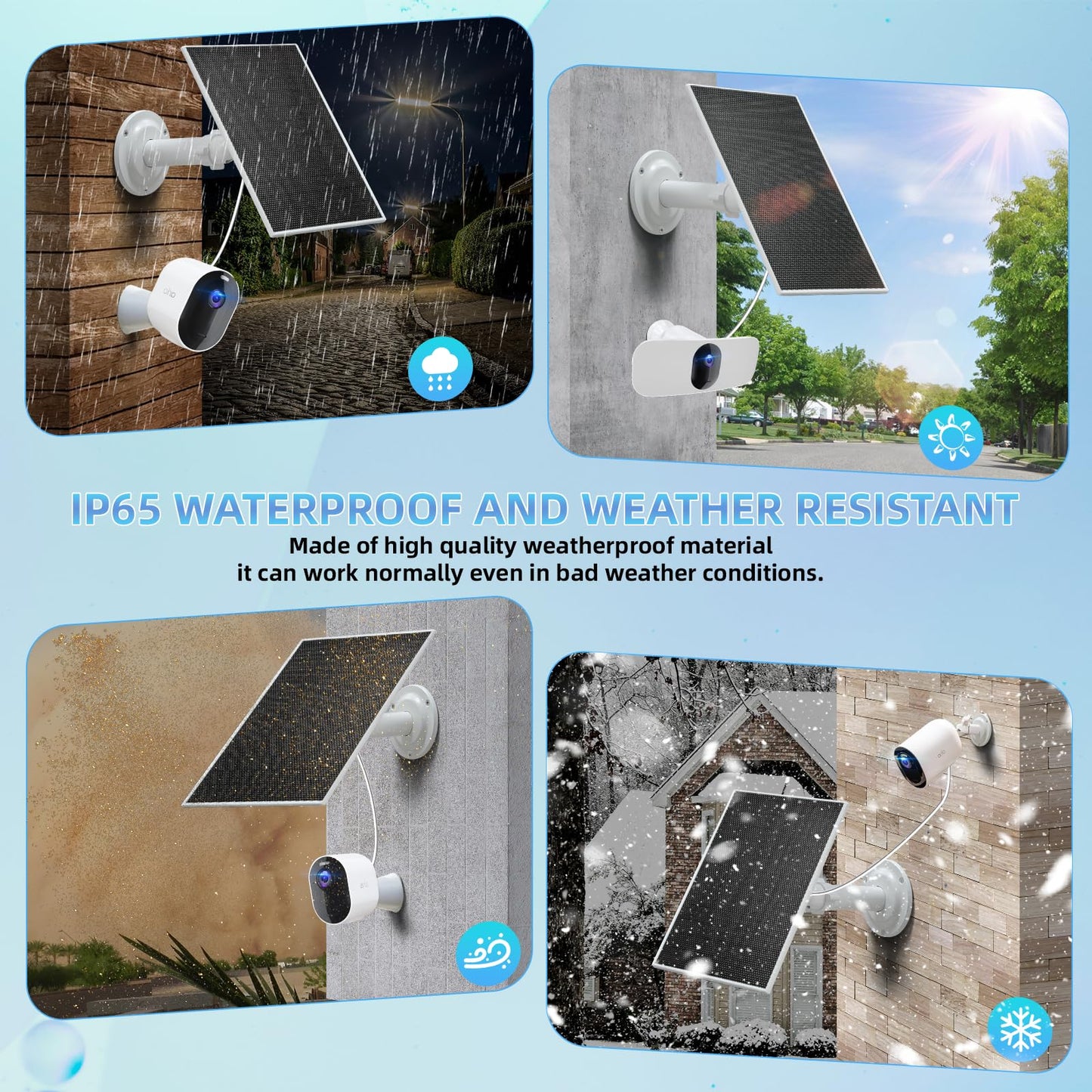 6V 4.5W Solar Panel Charge for Arlo Pro 4 / Pro 3 / Pro 5S 2K /Arlos Ultra/Ultra 2 / Arlo Go 2, IP 65 Waterproof for Continuous Power Supply in The