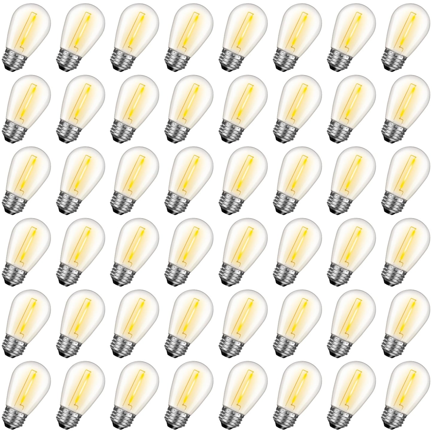 GvvooHome 48 Pack S14 LED Replacement Light Bulbs, Shatterproof Plastic 1W Outdoor String Light Bulbs for Patio, Garden, Waterproof, E26 Regular