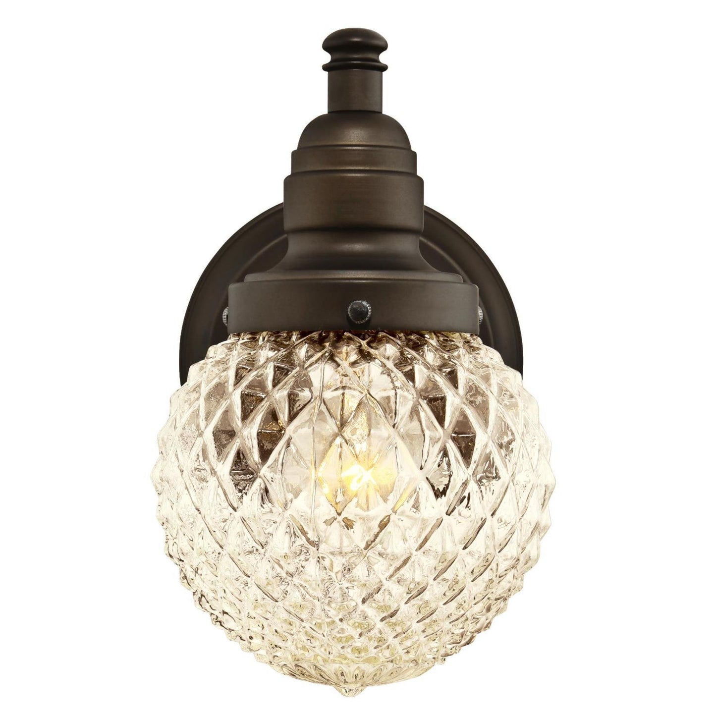 Westinghouse 6313700 Eddystone One-Light Outdoor Wall Fixture with Dusk to Dawn Sensor, Oil Rubbed Bronze Finish with Clear Diamond Cut Glass
