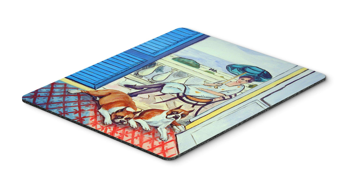 Caroline's Treasures 7068MP Lady with her Boxer Mouse Pad, Hot Pad or Trivet for Home Office Gaming Working Computers Laptop Mouse Mat,Washable Large