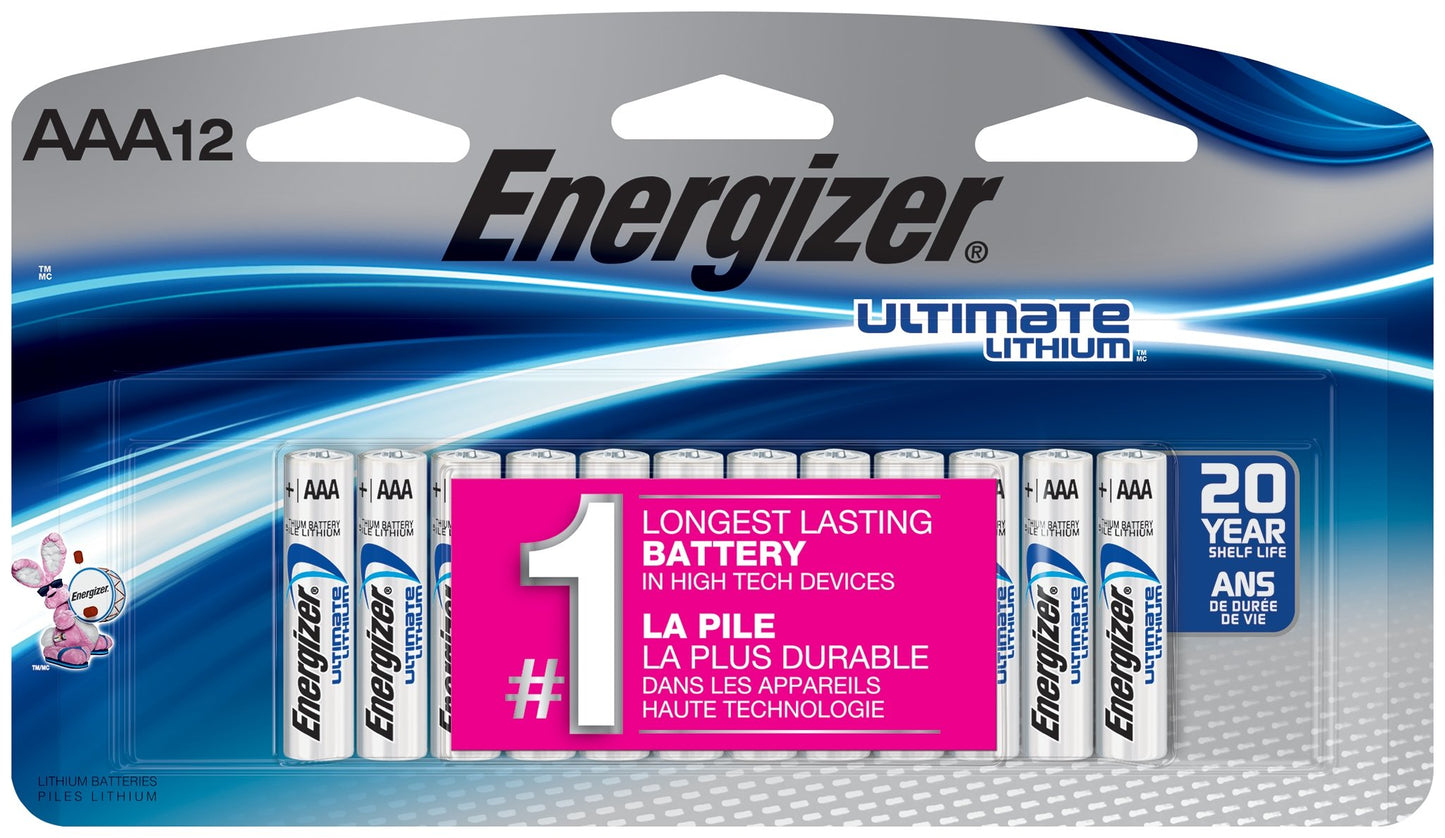 Energizer Ultimate Lithium AAA Batteries, 12 Count