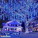 Aokudoni Outdoor Christmas Decorations: 24-Tube Meteor Shower Lights 576 LED Snow Falling Icicle Christmas Lights Outdoor for House Tree Yard Garden