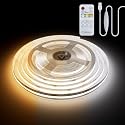 PAUTIX 5V USB CCT Tunable COB LED Strip Lights 6.56ft/2m,1280LEDs 1200lm 2700K-6500K Dimmable CRI85+ with RF Remote TV Backlight,Flexible Under