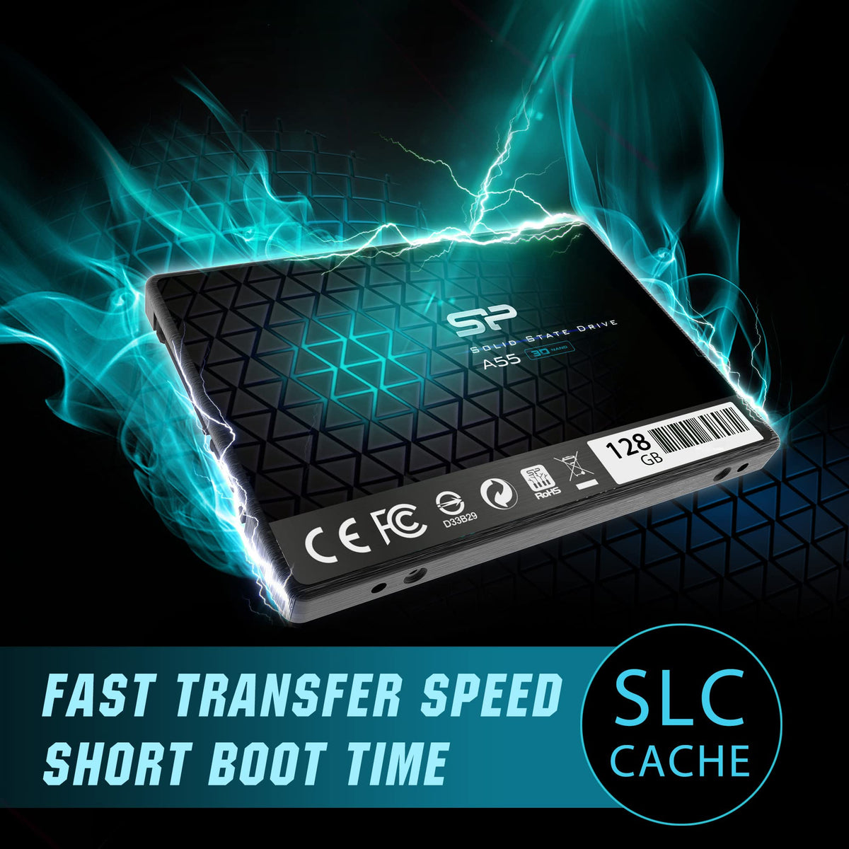 Silicon Power 2-Pack 128GB SSD 3D NAND A55 SLC Cache Performance Boost SATA III 2.5" 7mm (0.28") Internal Solid State Drive