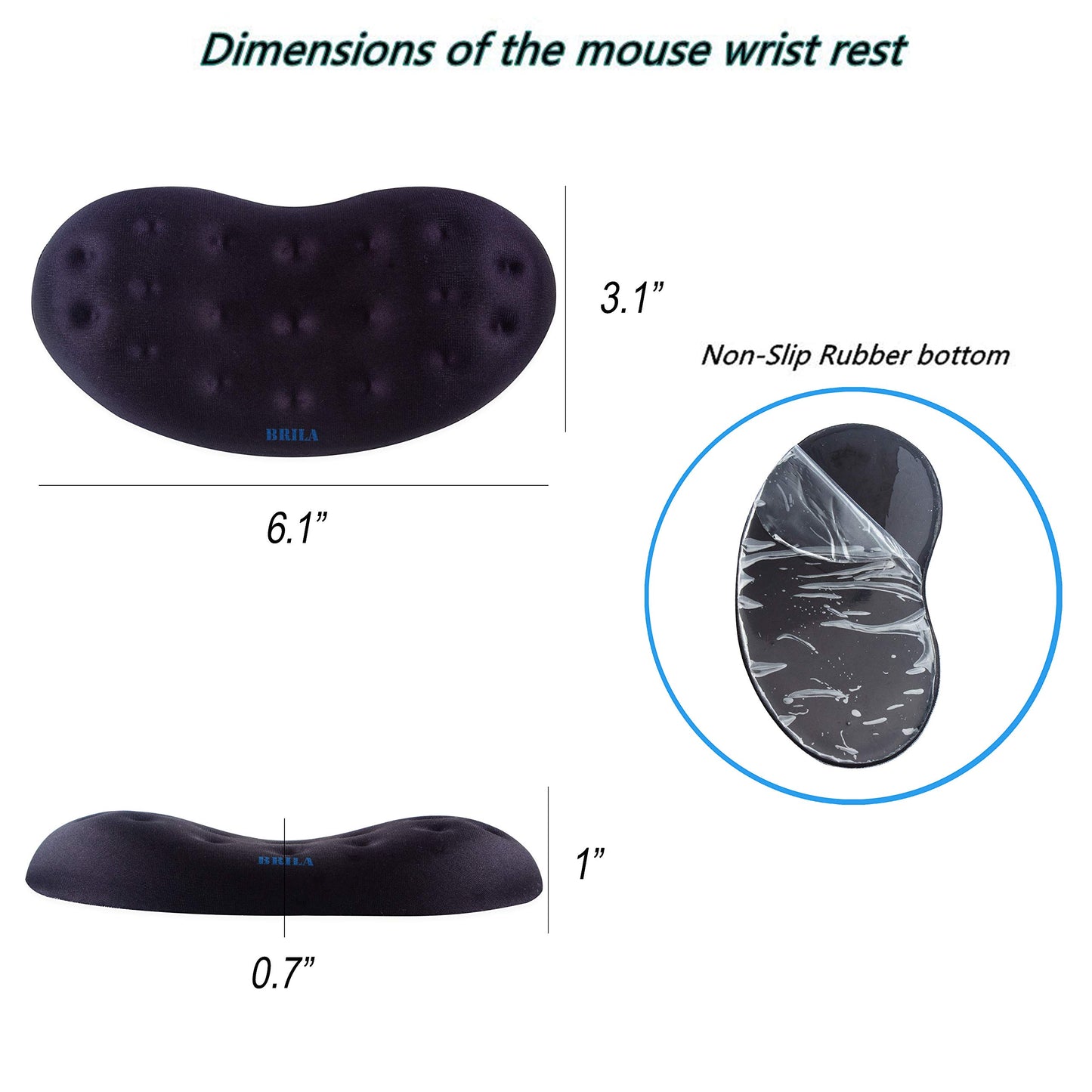 BRILA Upgraded Ergonomic Keyboard and Mouse Wrist Rest Support Cushion Pad Set - Comfy Soft Memory Foam Gel Padding & Non-Slip Palm/Hand/Wrist Pain