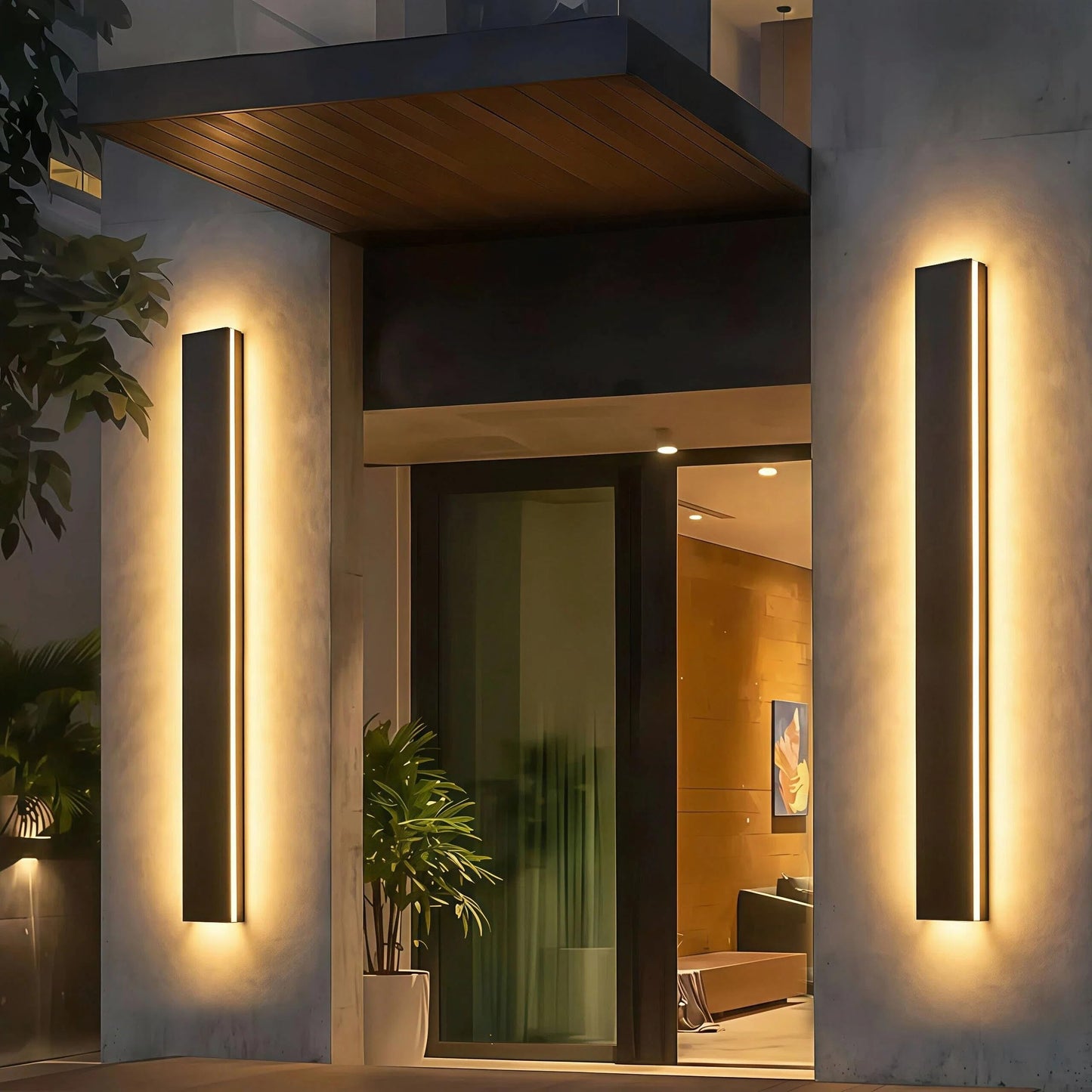 pedforn 47in Outdoor Wall Lights, Long Linear Wall Light, Black LED Exterior Light Fixtures Wall Mount, Dimmable Modern Outdoor Lights, Outside Lights