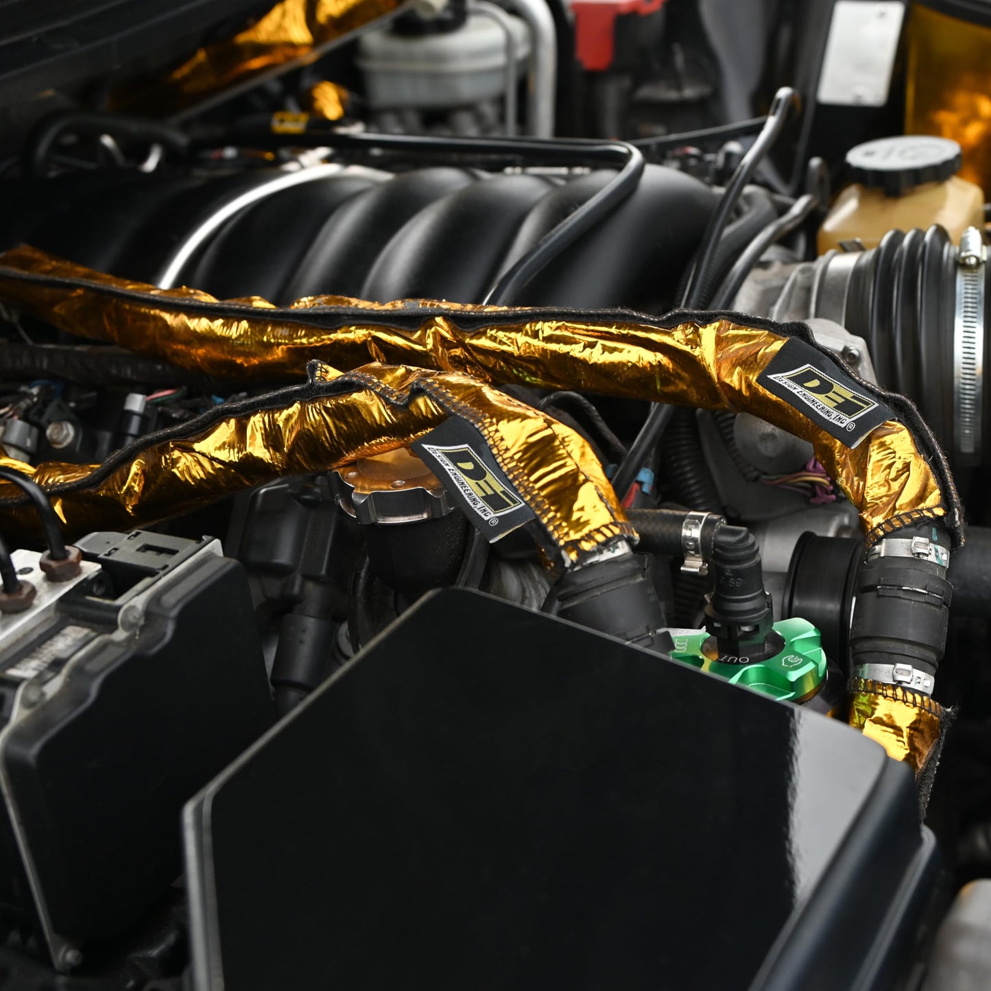 Design Engineering Heat Shroud Gold™ - 2 - 2-1/2" I.D. x 36" High-Temperature Line Sleeving | Reflects Radiant Heat up to 800°F | Hook & Loop Closure
