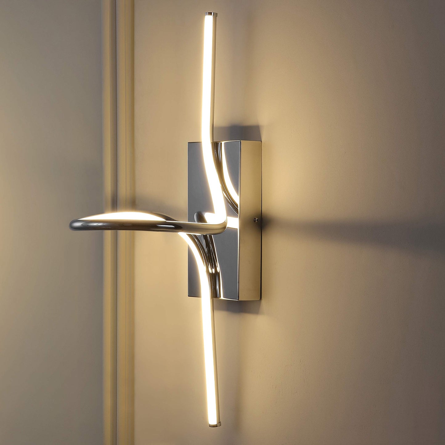 JONATHAN Y 9" Chrome Modern Minimalist Integrated LED Vanity Light Sconce, Dimmable Metal Wall Lamp for Bathroom Mirror, Living Room, Hallway