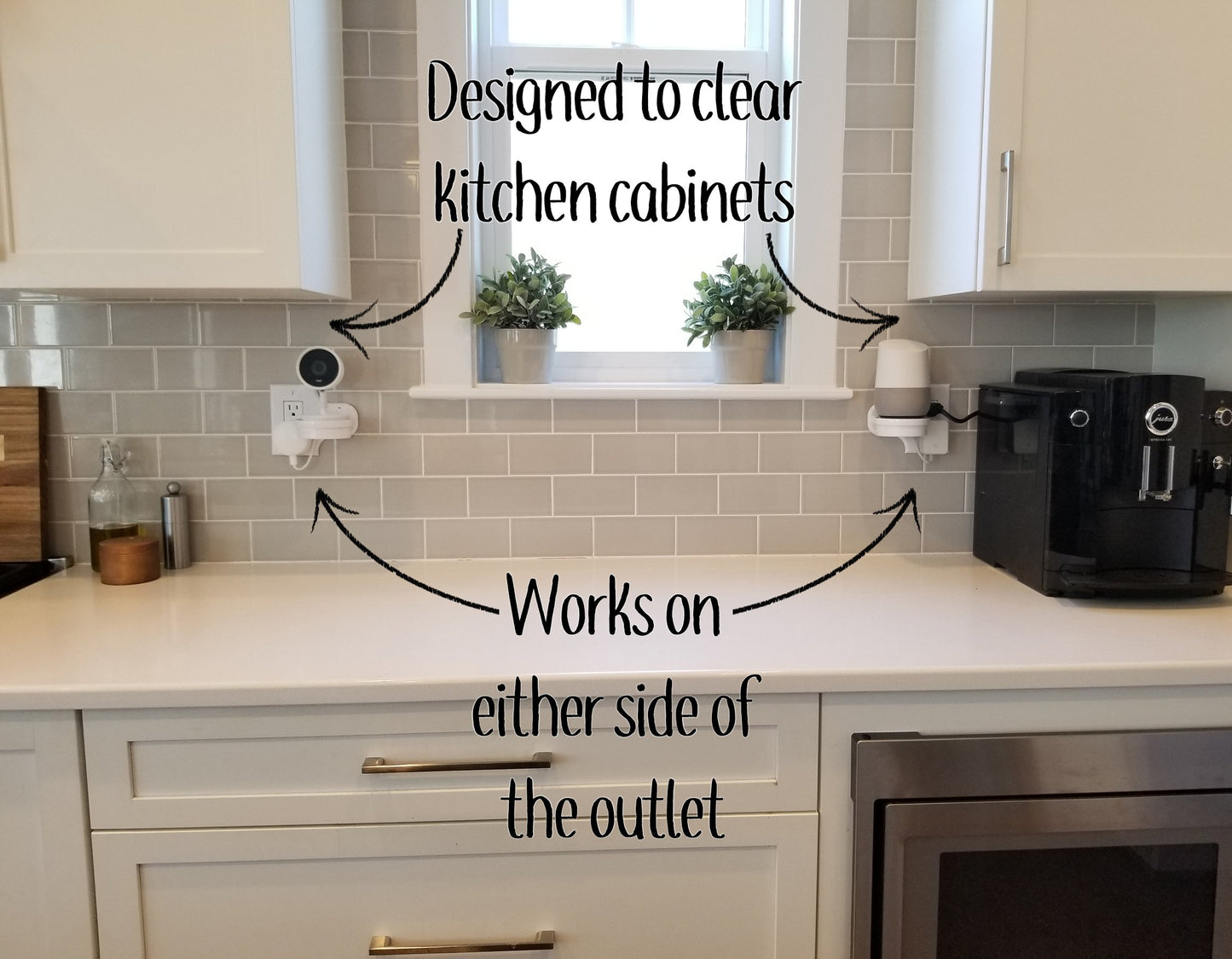 Mount Genie Smart Home Outlet Shelf: Hidden Cord Storage and Extra Custom Short Cords Great for Google Home, Nest, Security Cameras, Smart Speakers