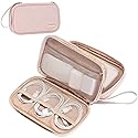 NISHEL Travel Cord Organizer Case, Double Layers Tech Electronic Bag, Essentials for Charger, Cable, Phone, Flash drive, Medium, Pink